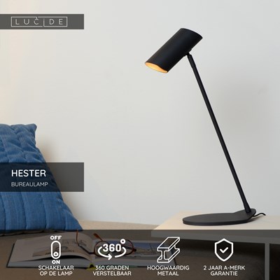 Lucide HESTER - Bureaulamp - 1xGU10 - Antraciet